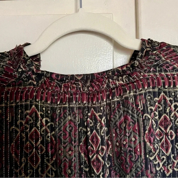 Frame Paisley‎ Metallic Silk Long Sleeve Mini Dress Size Small - Picture 12 of 15